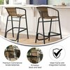 Flash Furniture Lila Indoor-Outdoor PE Rattan Restaurant Barstool w/Blk Steel Frame and Footrest, Medium Brwn, 2PK 2-SDA-AD632032R-DK-BN-GG